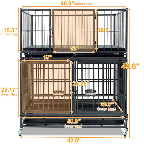 42" Stackable Dog Crate 43T+WHLP02