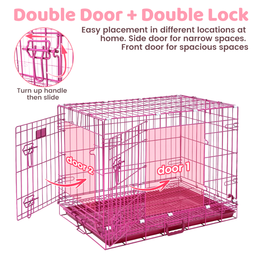 24-42" Pink Wire Dog Crate RED24-42